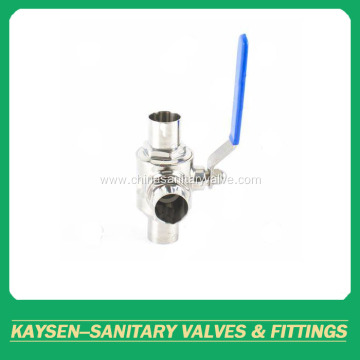 DIN Hygienic Three-Way Ball Valve Weld and Manual